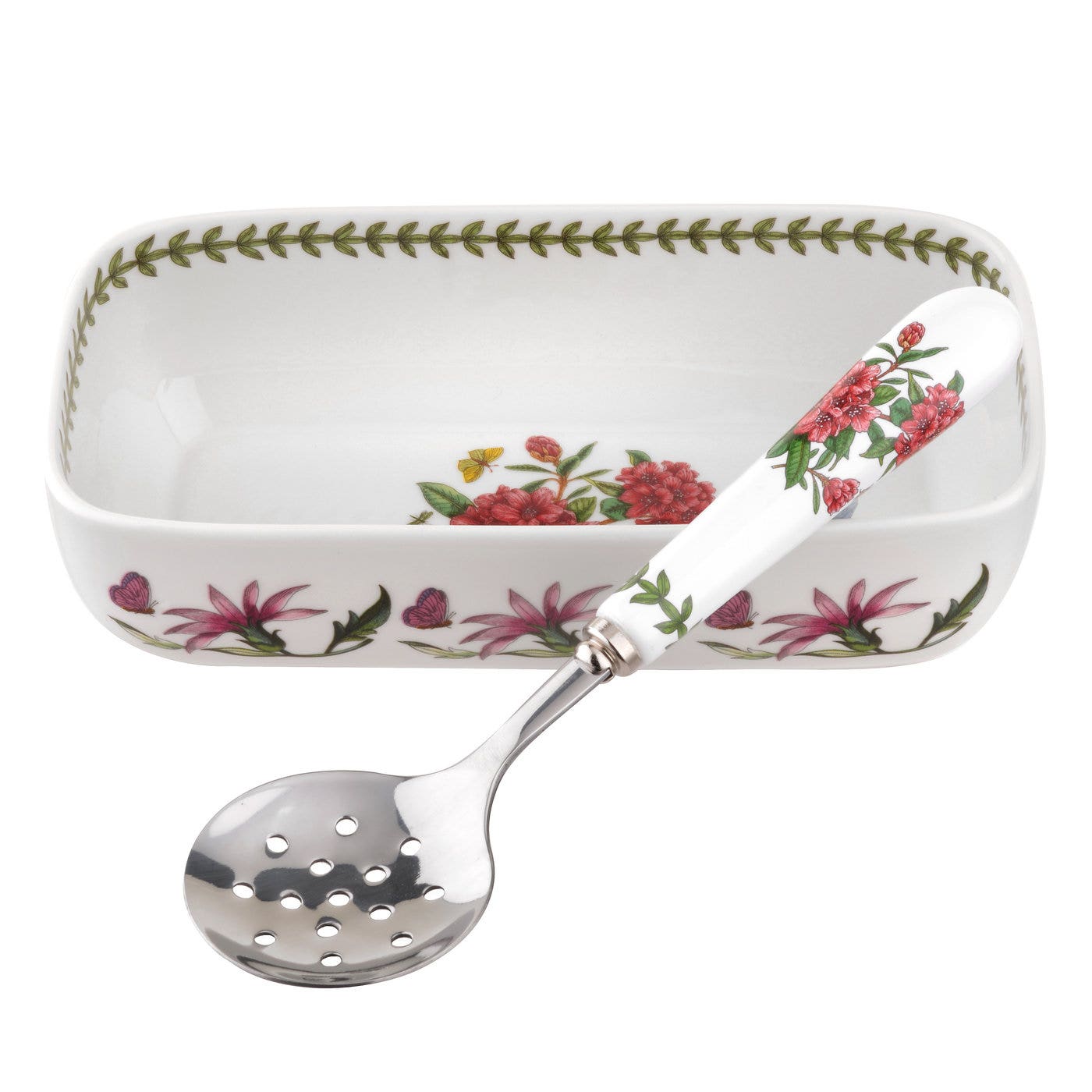 Portmeirion Botanic Garden Sauce Dish with Slotted Spoon