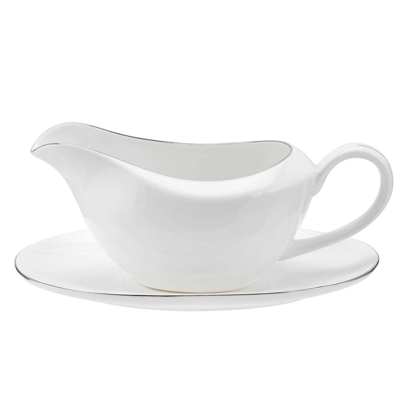 Royal Worcester Serendipity Platinum Sauce Boat and Stand