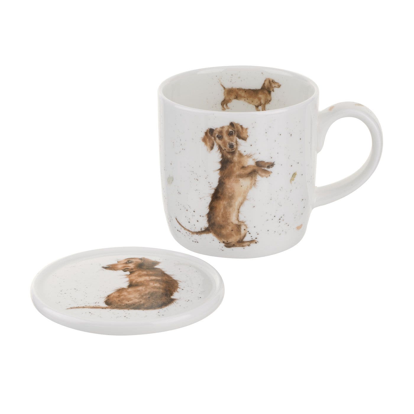 Royal Worcester Wrendale Designs Hello Sausage Mug and Coaster Dog