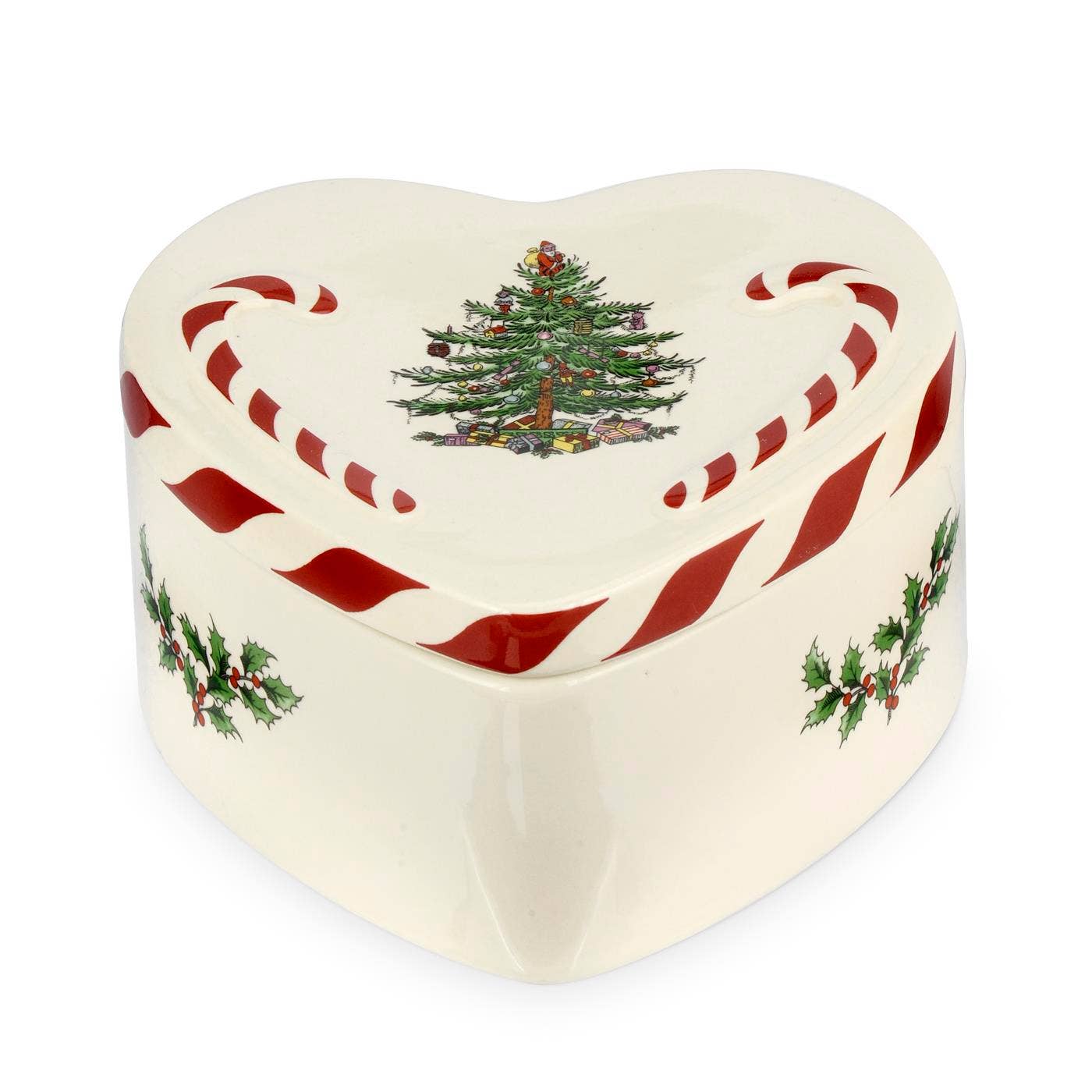 Spode Christmas Tree Peppermint Lidded Heart Box 5 inch