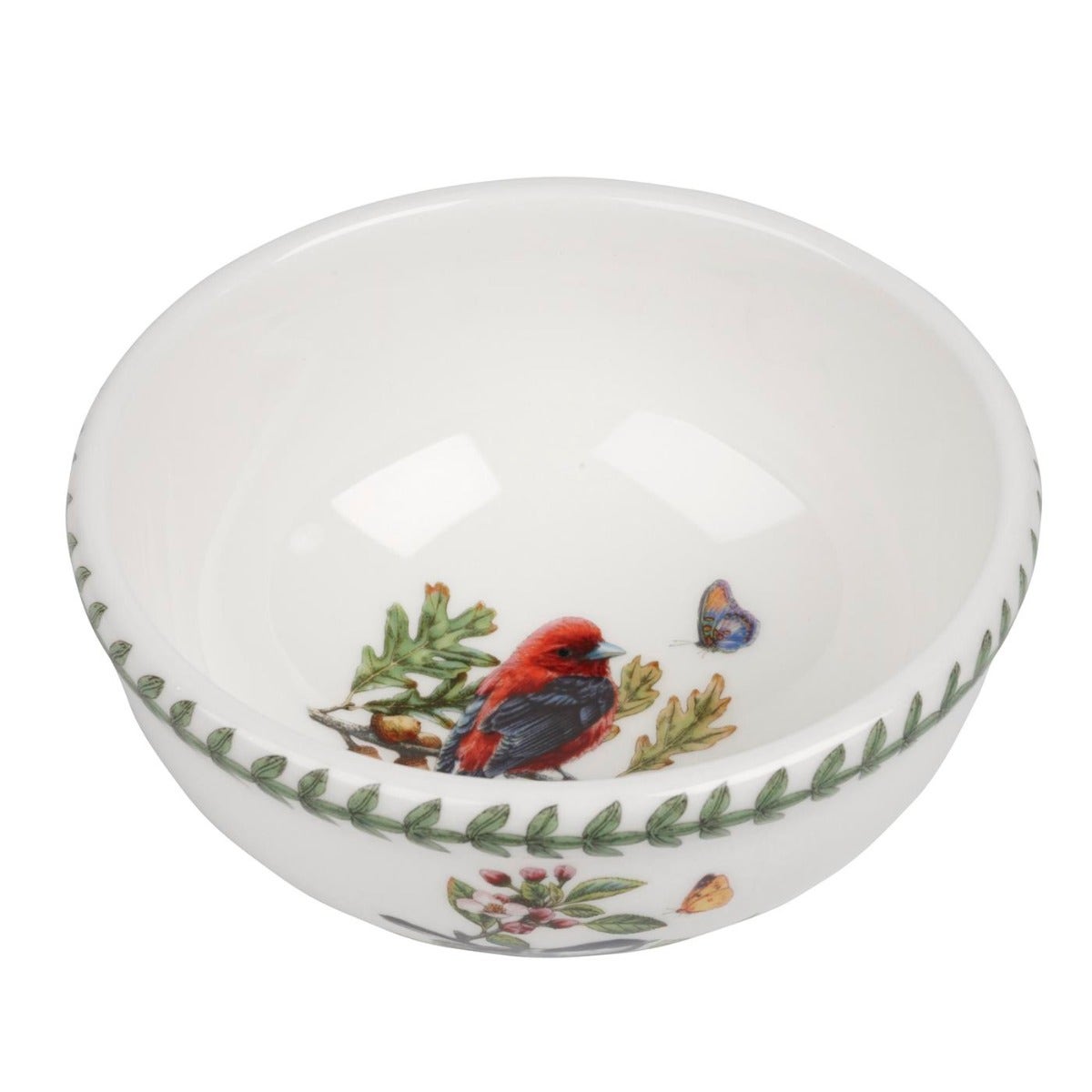 Seconds Portmeirion Botanic Garden Birds Set of 6  7 Inch Salad Bowl Scarlet Tananger 