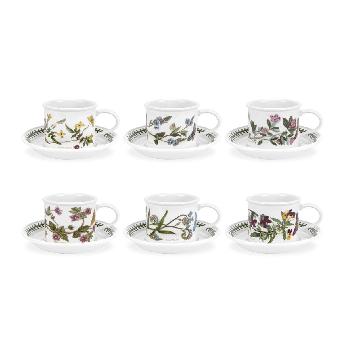 Portmeirion Botanic Garden Tea Cup and Saucer (D) Set of 6