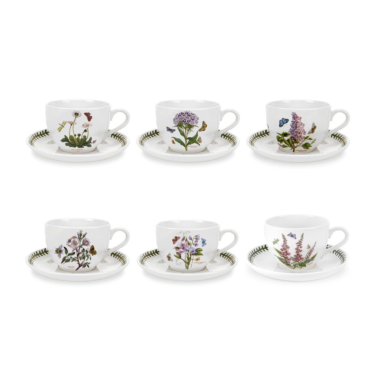 Botanic Garden Set of 6 Jumbo Cups & Saucers