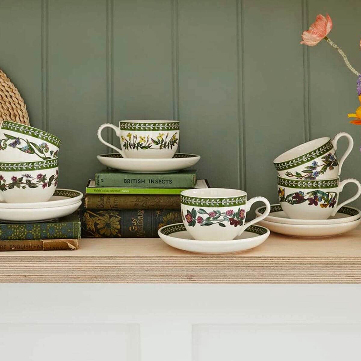 Botanic Garden Etchings Set of 6 Teacup & Saucers