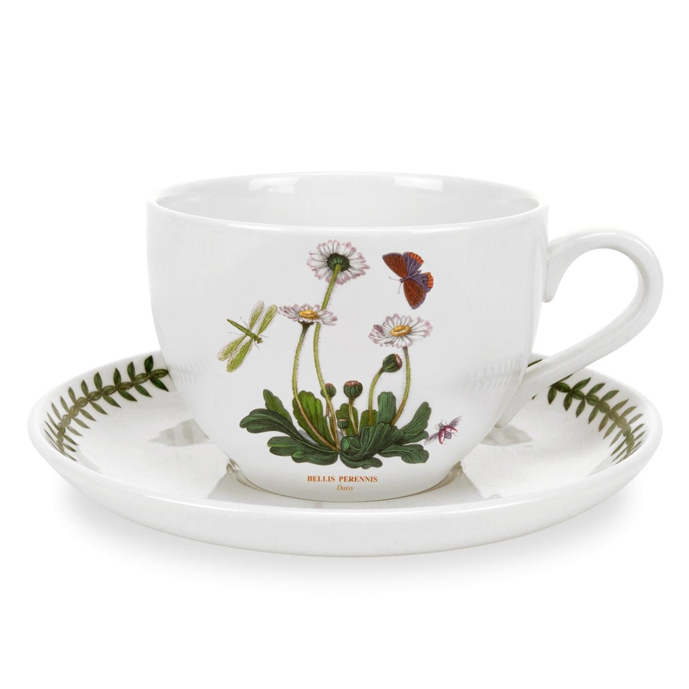 Seconds Portmeirion Botanic Garden Set of 6 Jumbo Cup and Saucers - No Guarantee of Flower Design