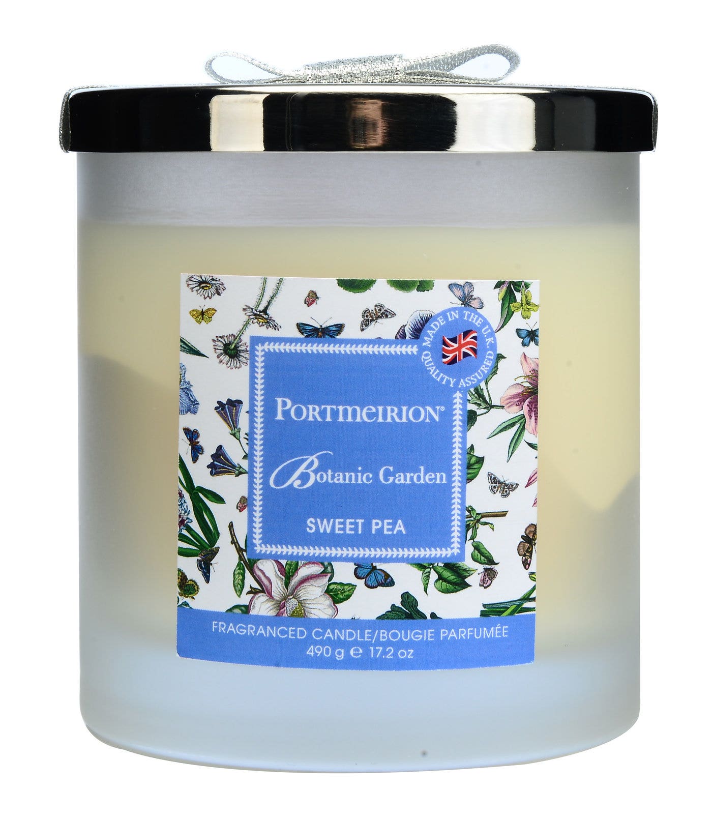 Portmeirion Botanic Garden 2 Wick Glass Candle with Lid - Sweet Pea