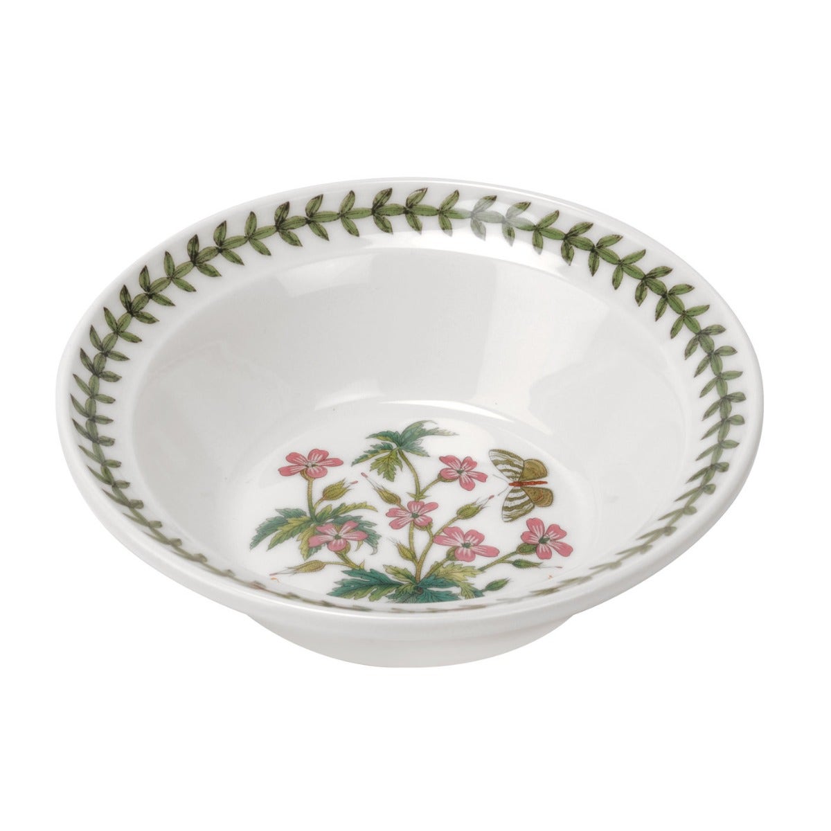 Seconds Portmeirion Botanic Garden 6 inch Oatmeal Bowl Herb Robert (Drum Shape) Set of 6