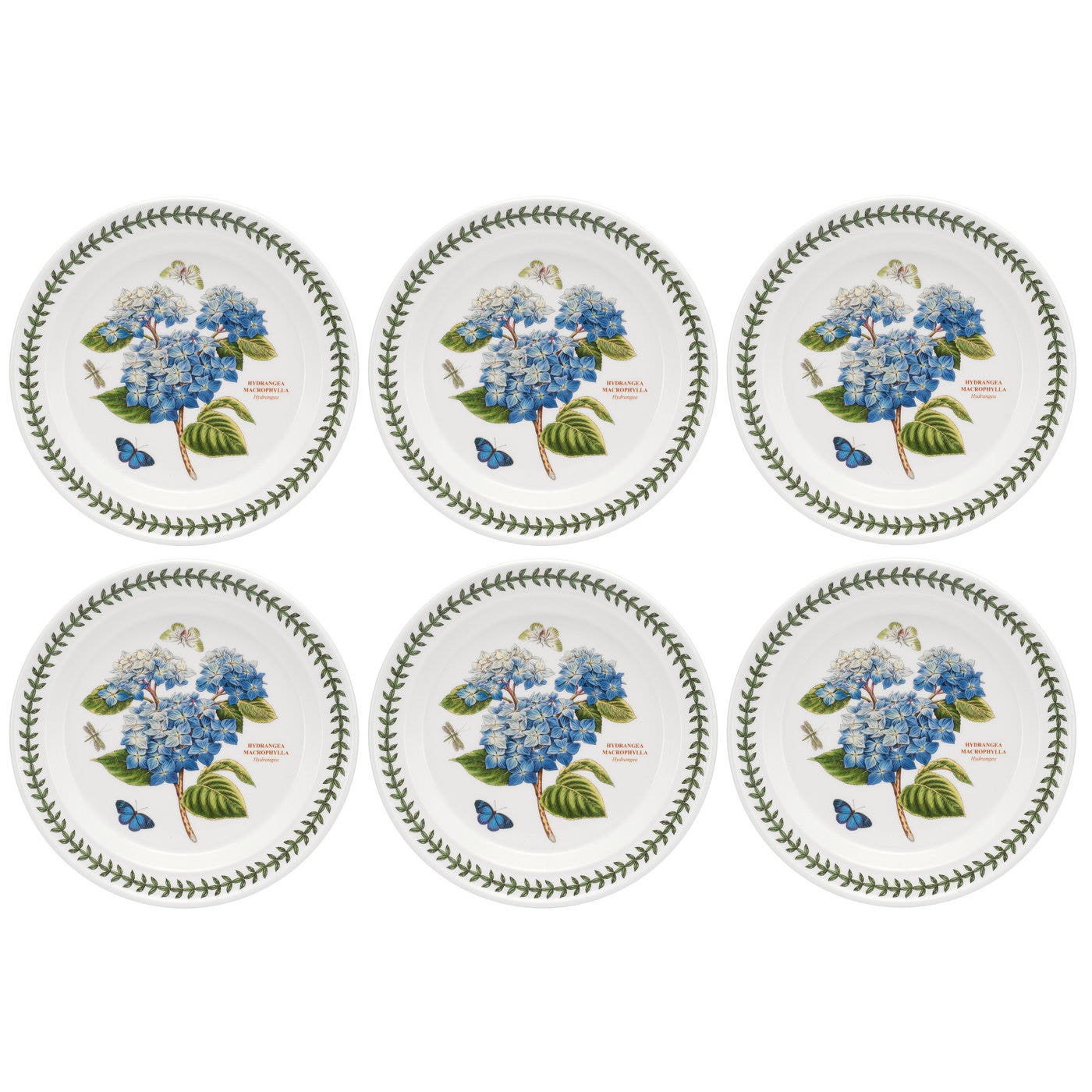 Portmeirion Botanic Garden 10 inch Dinner Plate Hydrangea Set of 6