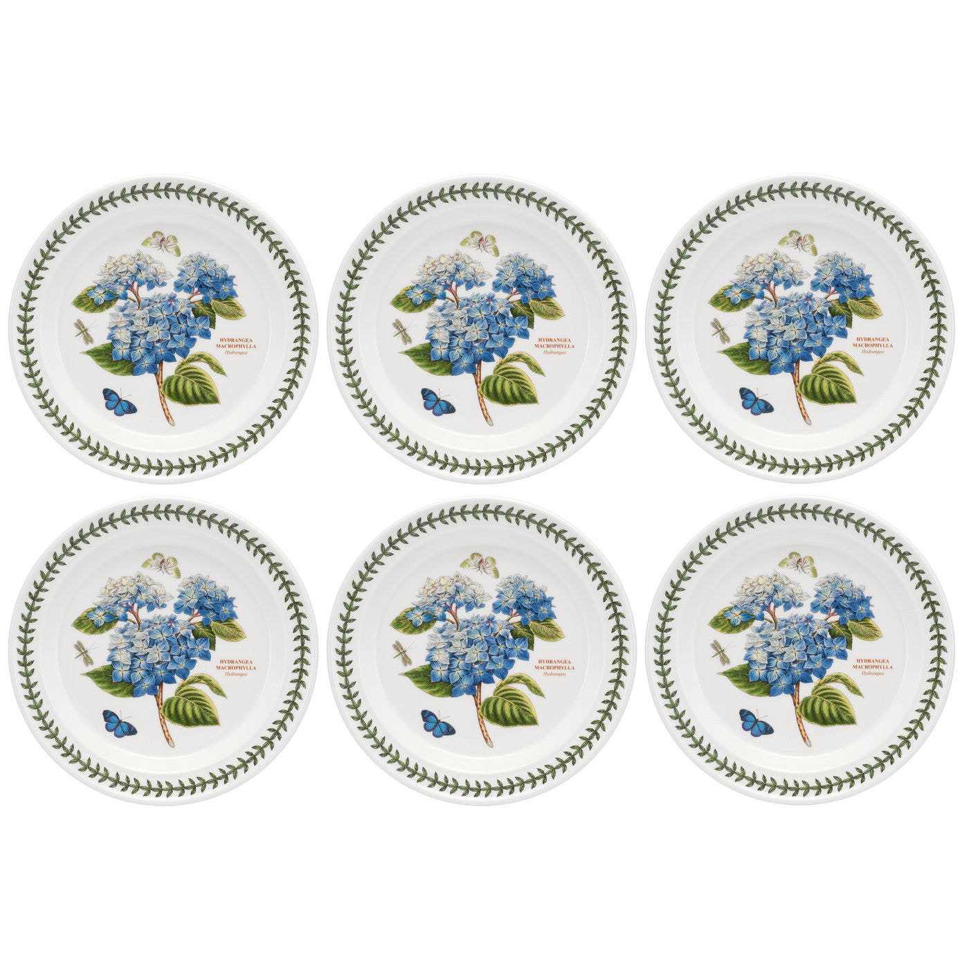 Portmeirion Botanic Garden 10 inch Dinner Plate Hydrangea Set of 6