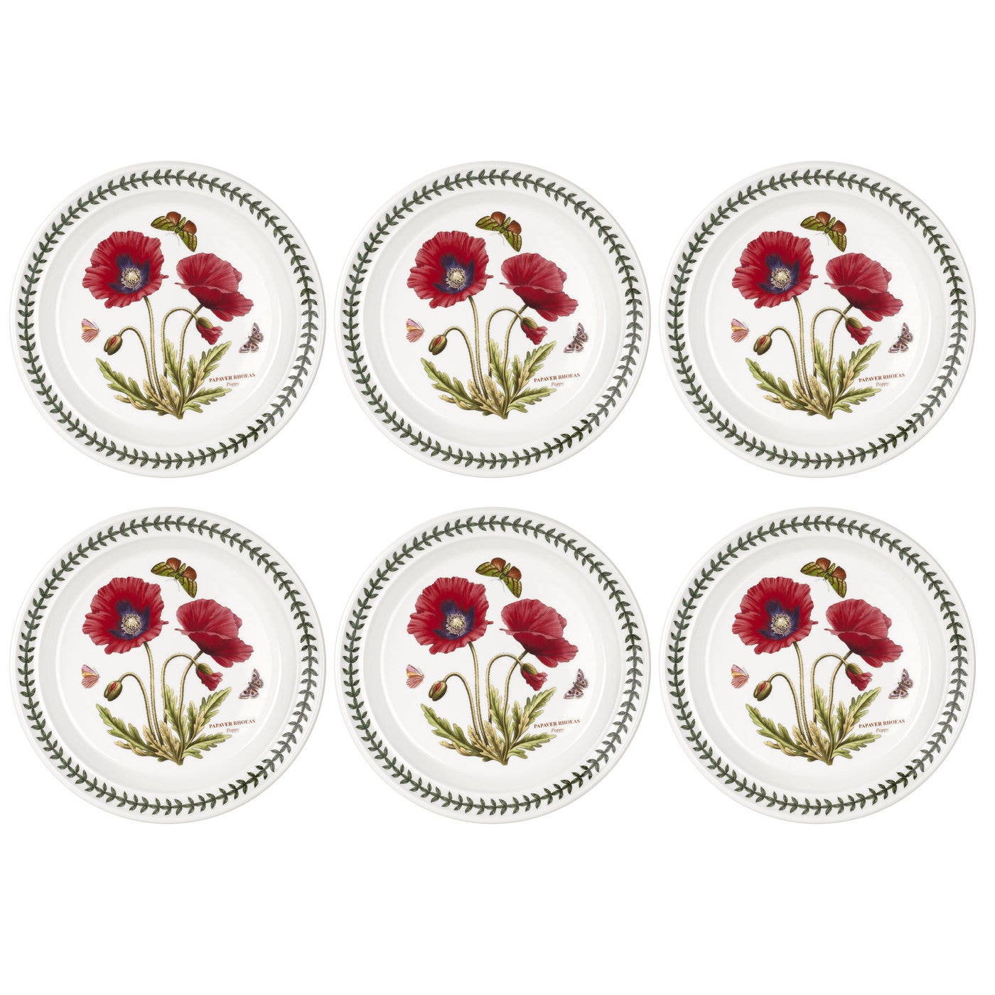 Portmeirion Botanic Garden Poppy 8 Inch Plate Set of 6