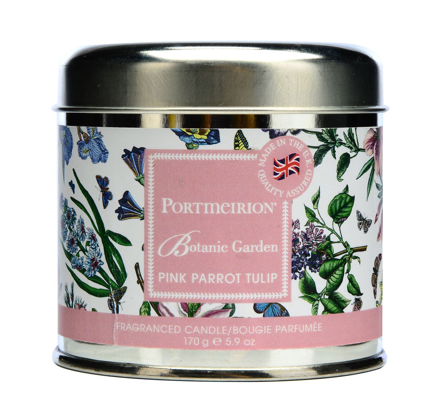 Portmeirion Botanic Garden Candle Tin - Pink Parrot Tulip 