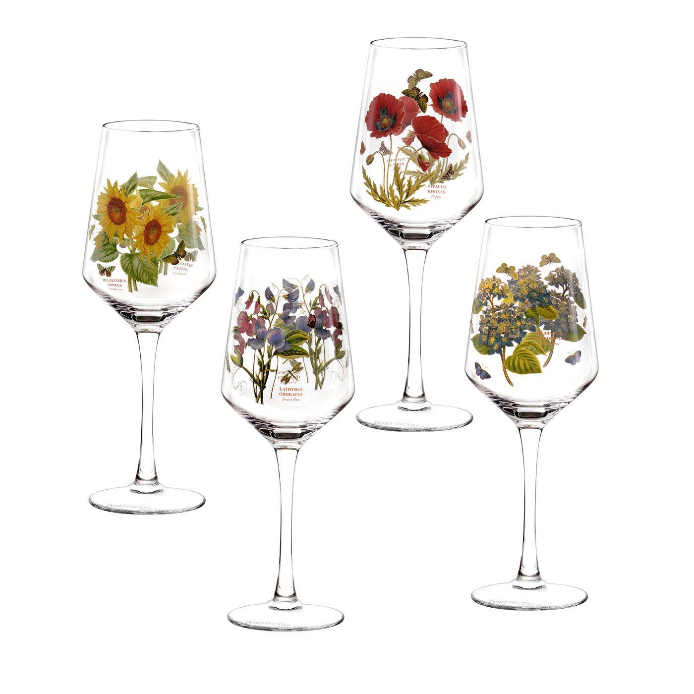 Portmeirion Botanic Garden Wine Glasses Set of 4 Assorted Motifs