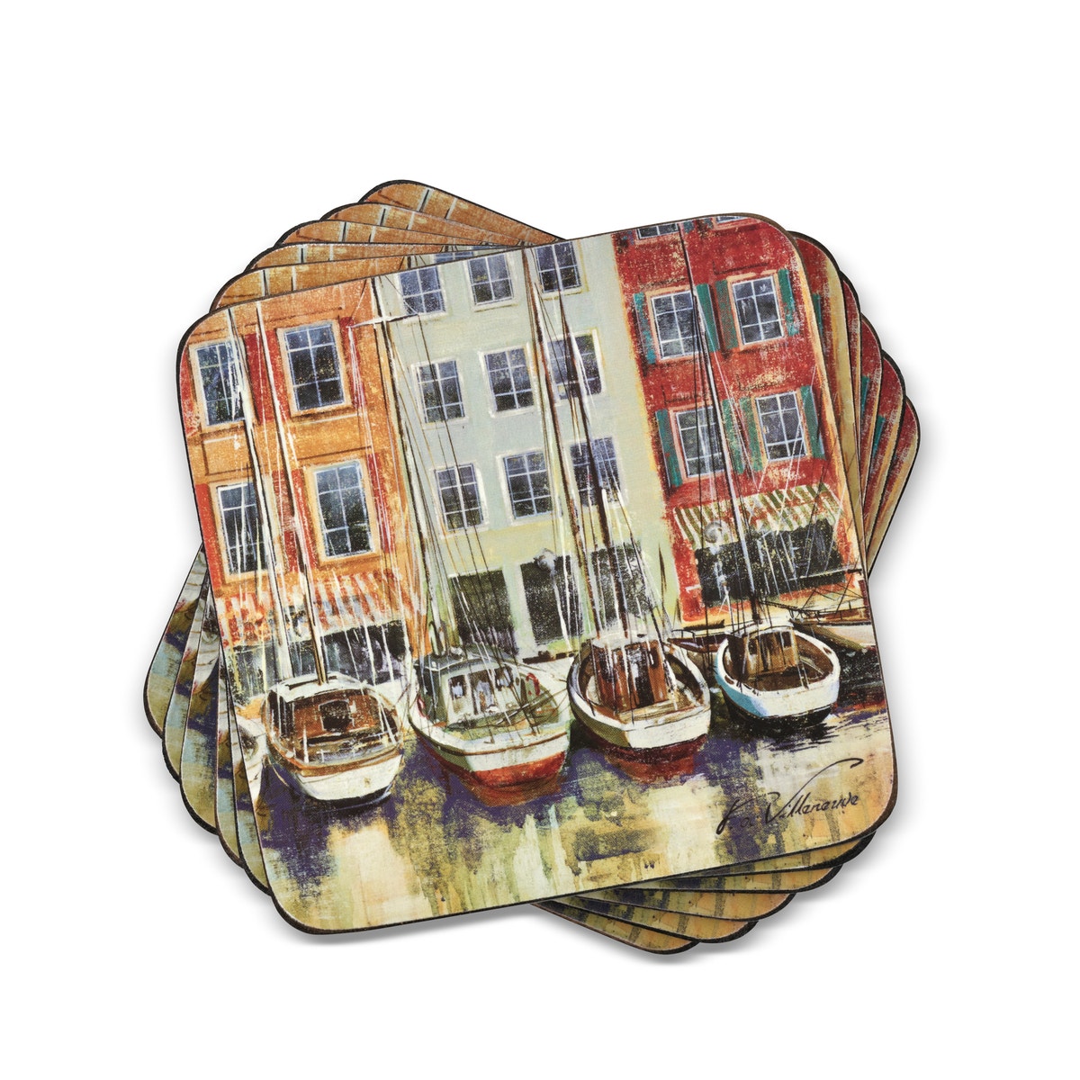 Pimpernel Boat Scene Coasters Set of 6