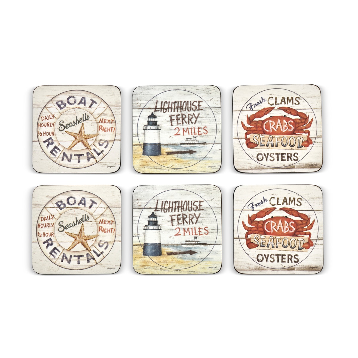 Pimpernel Coastal Signs Coasters Set of 6