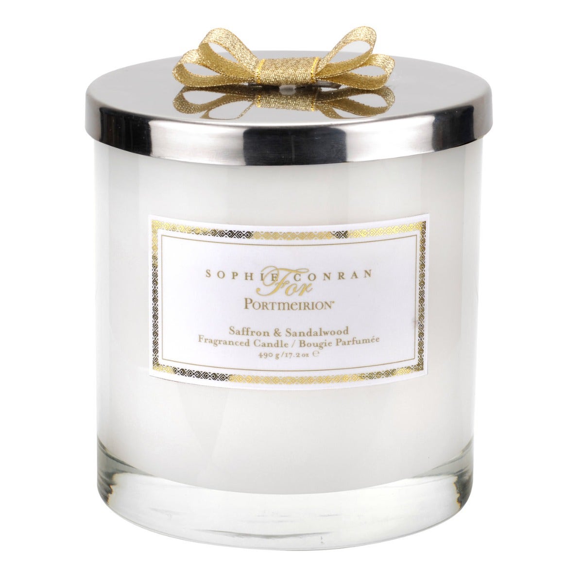 Sophie Conran for Portmeirion 2 Wick Glass Candle with Lid -Saffron & Sandalwood