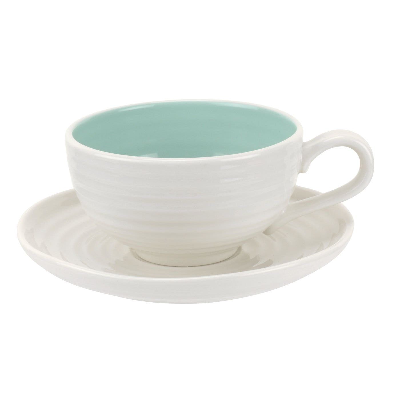 Sophie Conran for Portmeirion Celadon Tea Cup & Saucer Set of 4