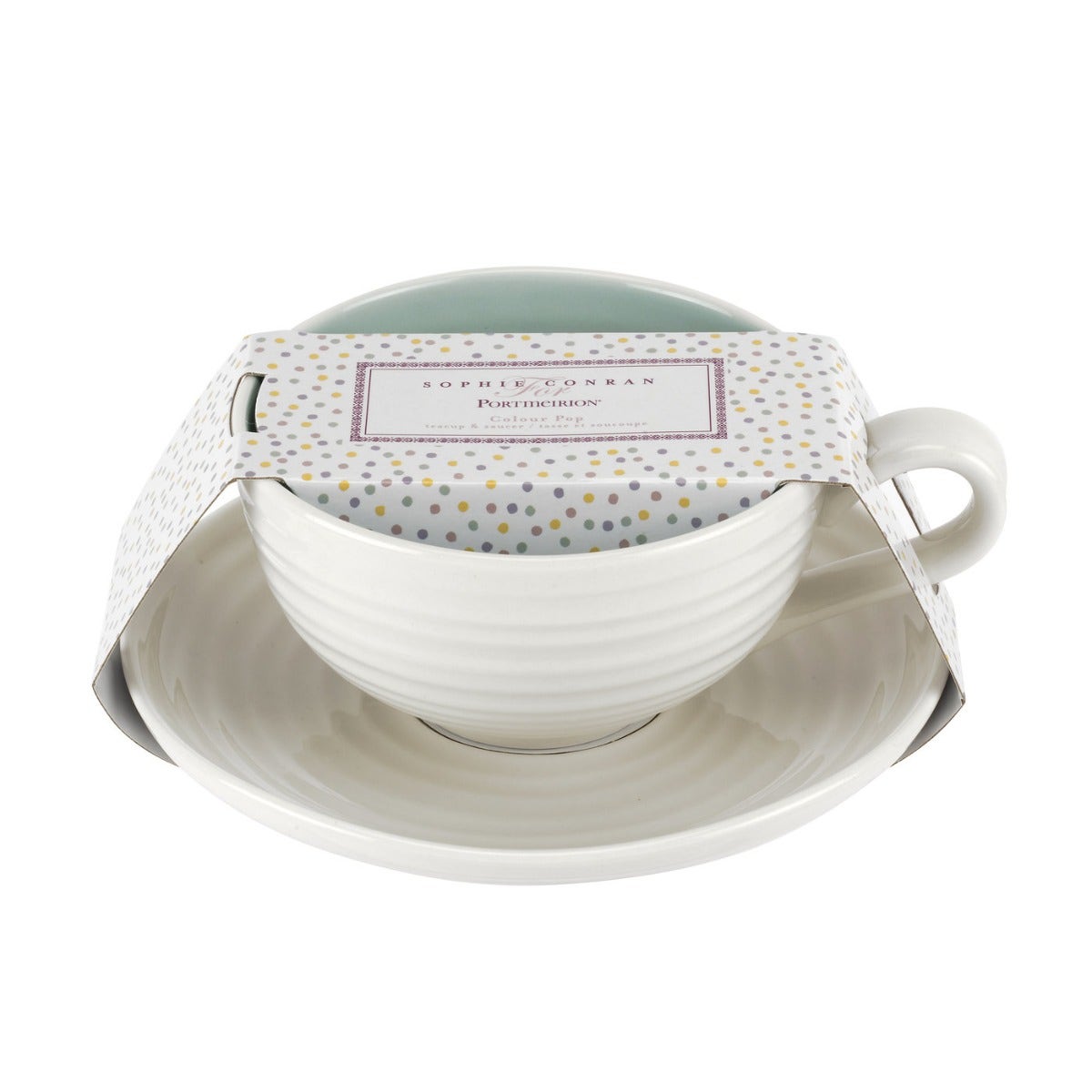 Sophie Conran for Portmeirion Celadon Tea Cup & Saucer Set of 4