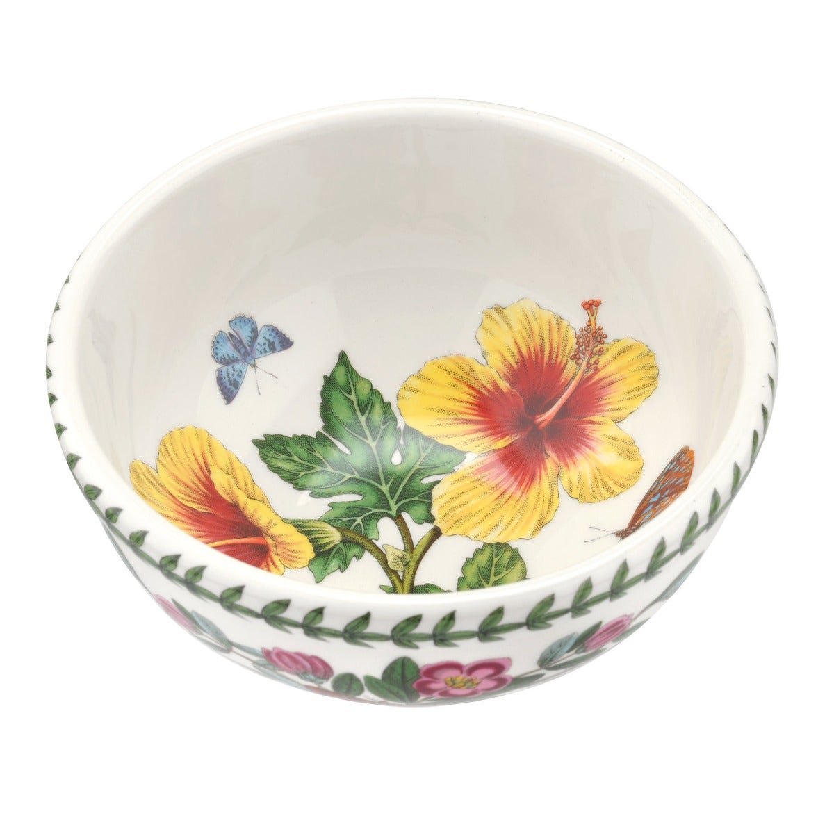 Seconds Portmeirion Exotic Botanic Garden Set of 6 5.5 Inch Fruit Salad Bowl - Hawaiian Hibiscus and Rhododendron 