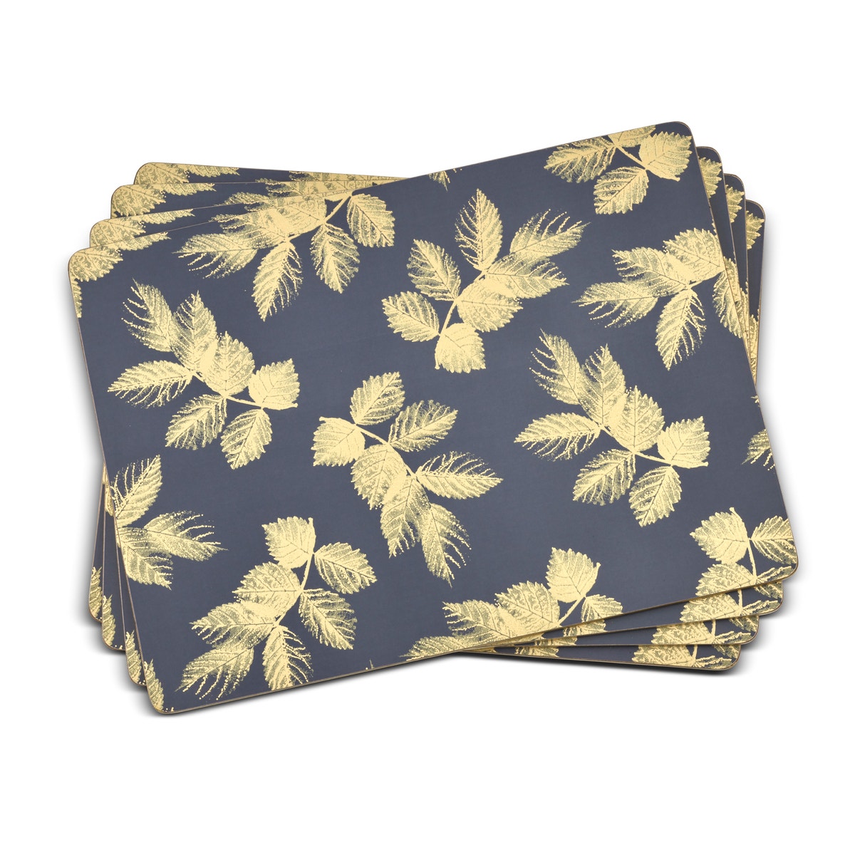 Sara Miller London Portmeirion Etched Leaves Placemats Set of 4 Navy - Regular Size