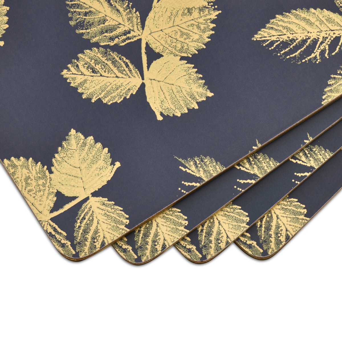 Sara Miller London Portmeirion Etched Leaves Placemats Set of 4 Navy - Large Size