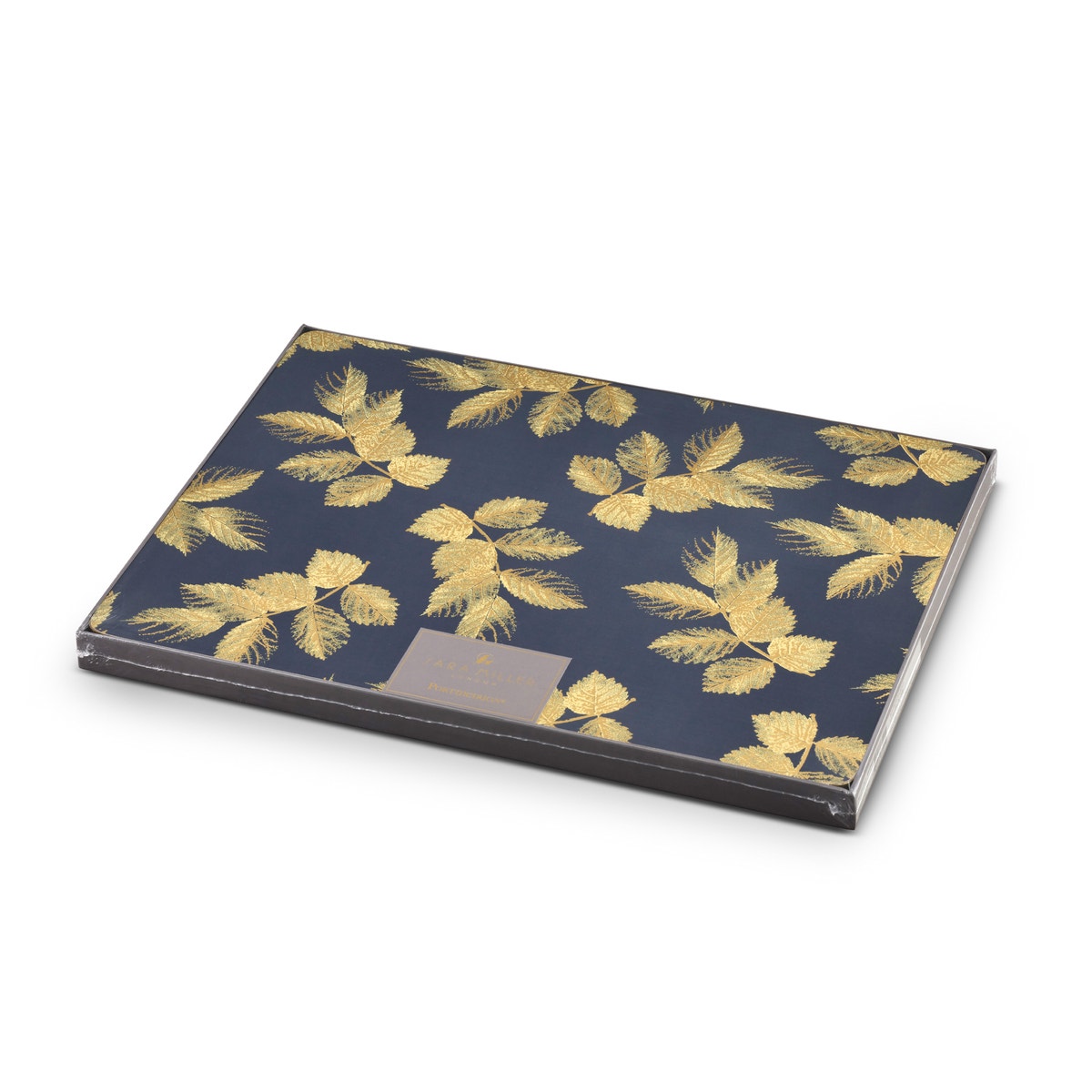 Sara Miller London Portmeirion Etched Leaves Placemats Set of 4 Navy - Regular Size