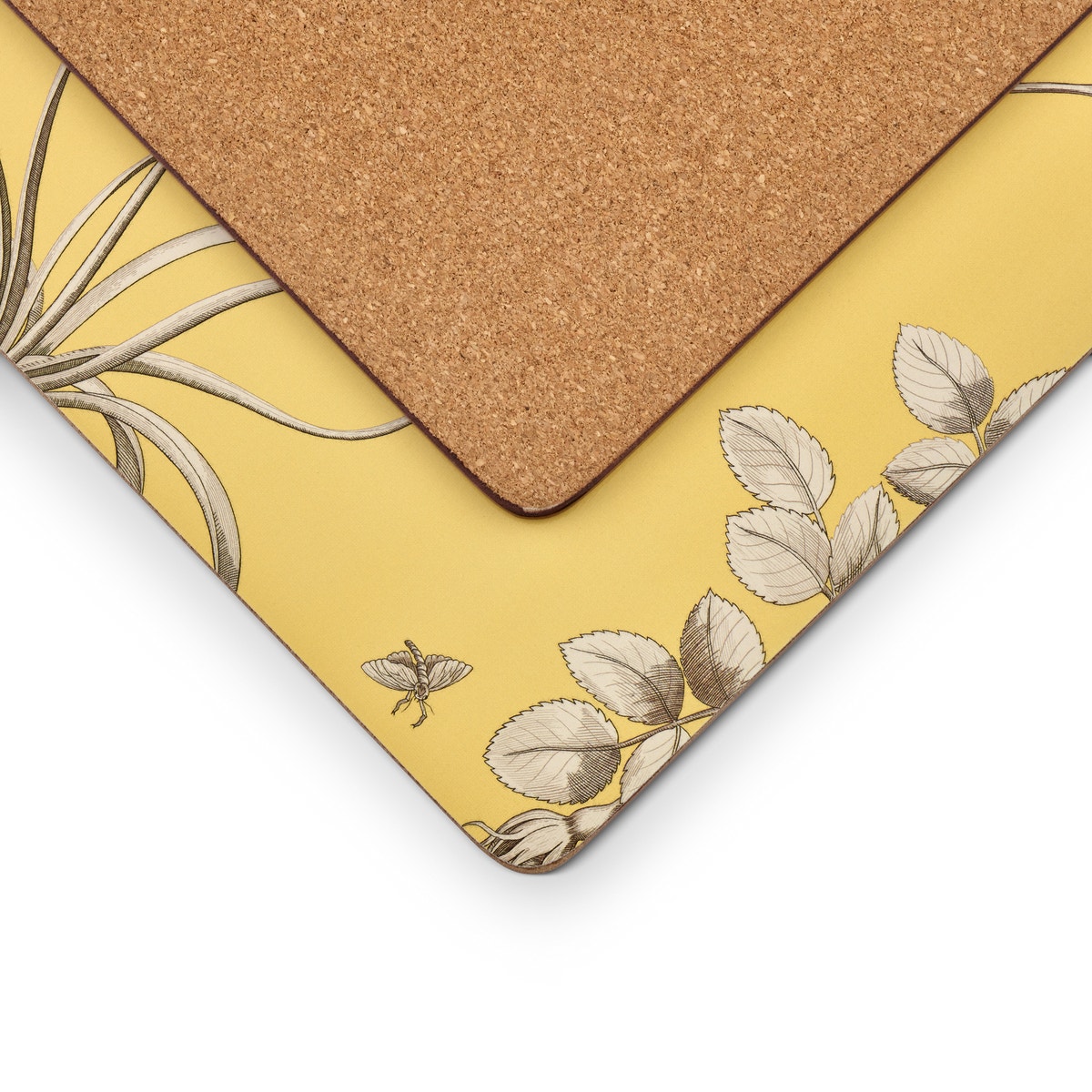 Sanderson For Pimpernel Etchings and Roses Yellow Placemats Set of 4