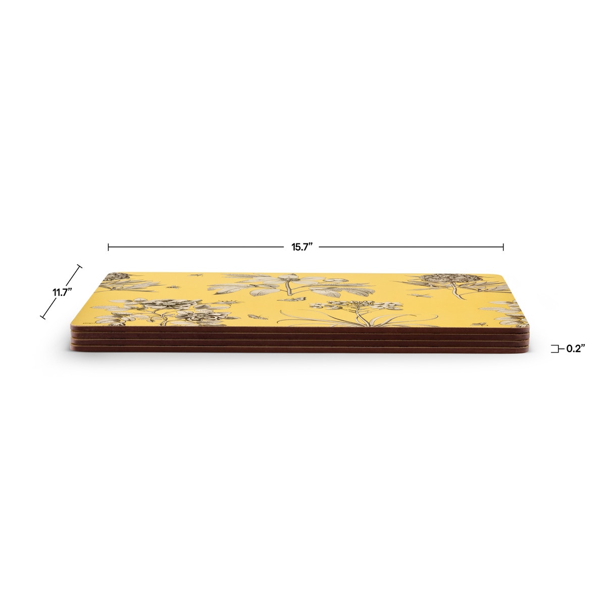 Sanderson For Pimpernel Etchings and Roses Yellow Placemats Set of 4