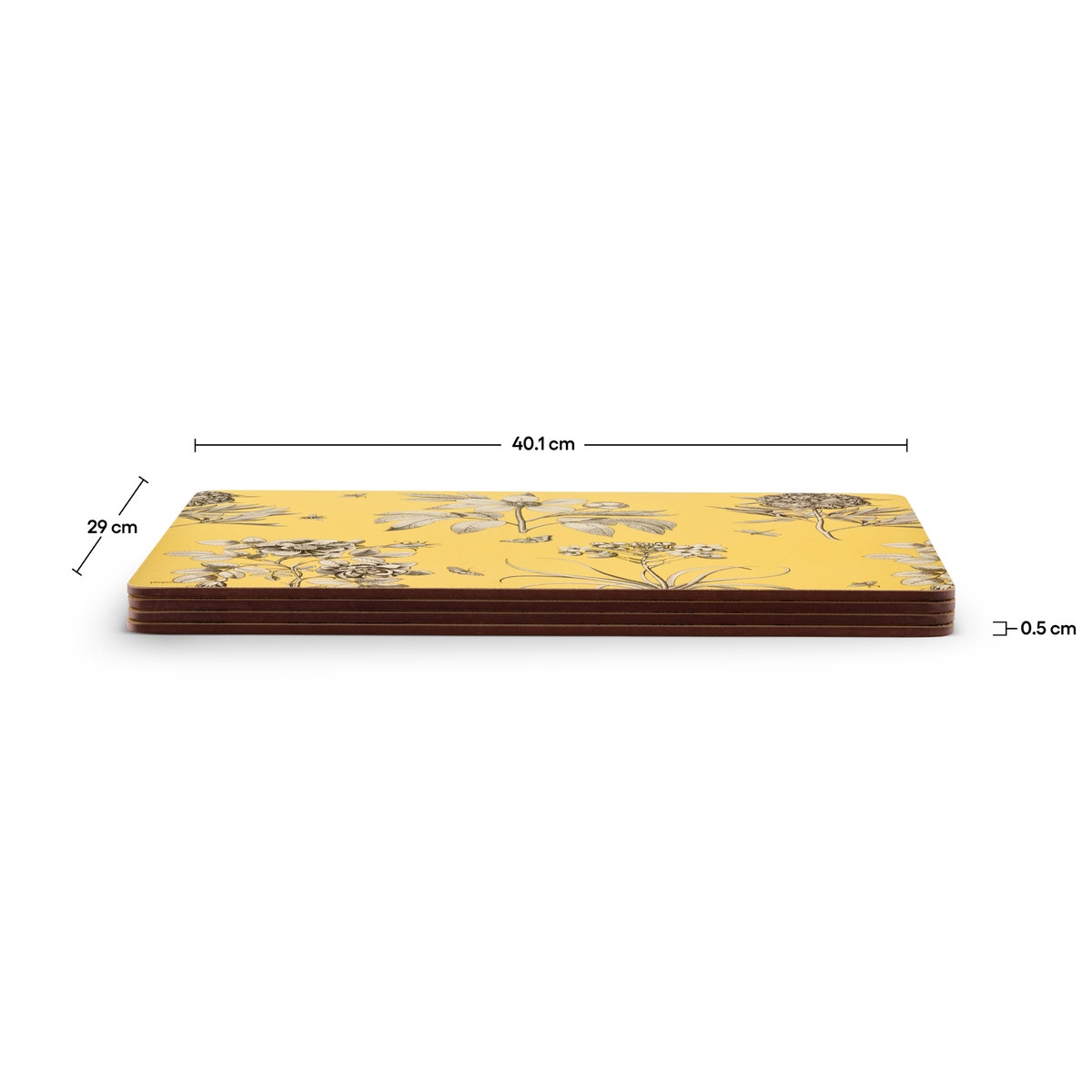 Sanderson For Pimpernel Etchings and Roses Yellow Placemats Set of 4