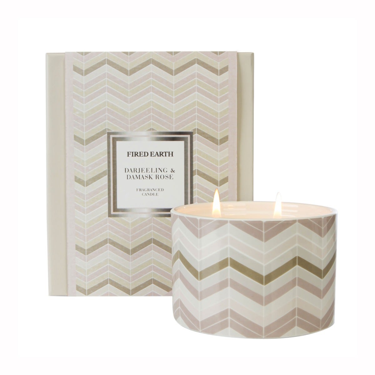 Fired Earth Darjeeling & Damask Rose Candle L