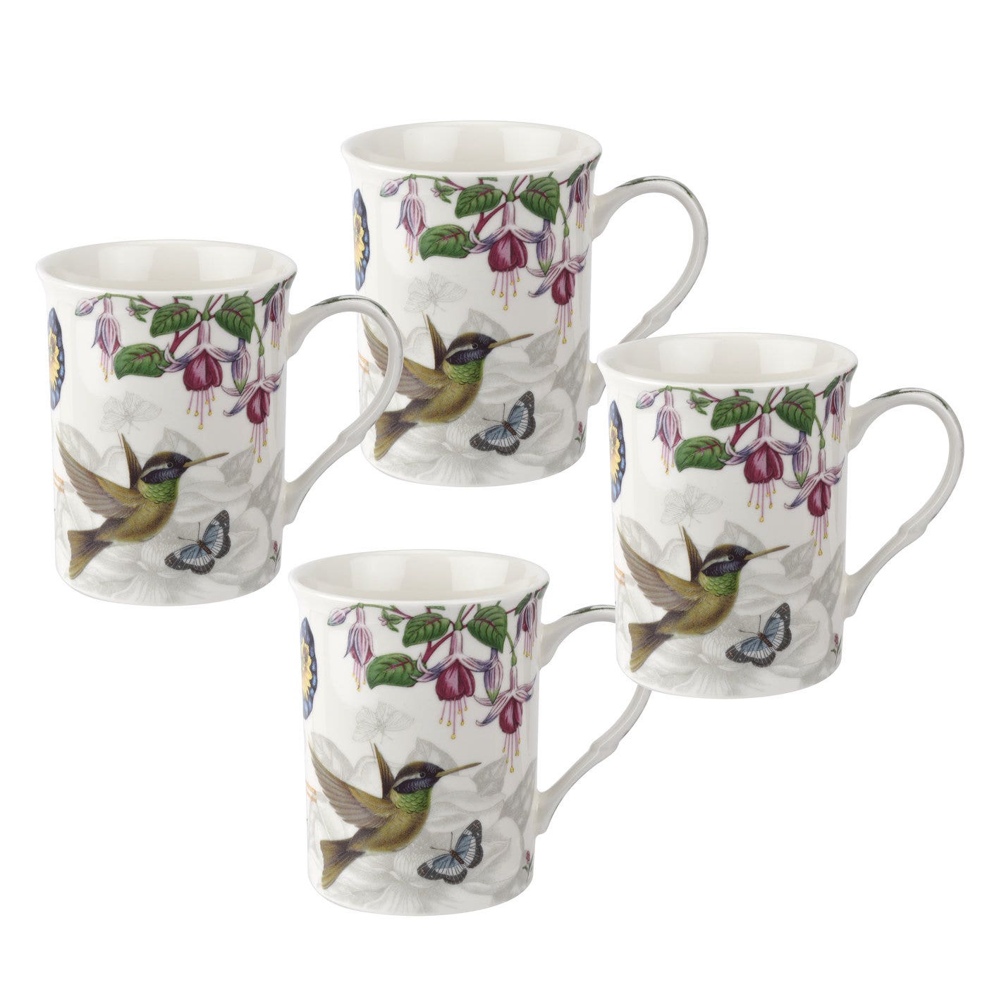 Botanic Garden Hummingbird Mugs 12oz Set of 4 