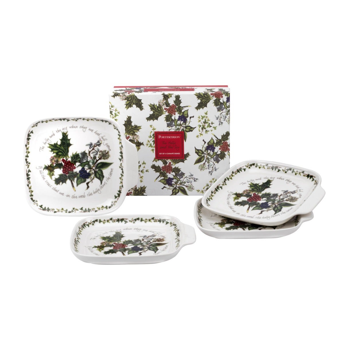 Portmeirion The Holly and the Ivy Canape Dishes Set of 4