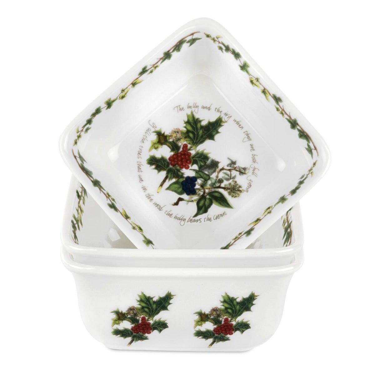 Portmeirion The Holly and the Ivy Mini Square Dishes Set of 3