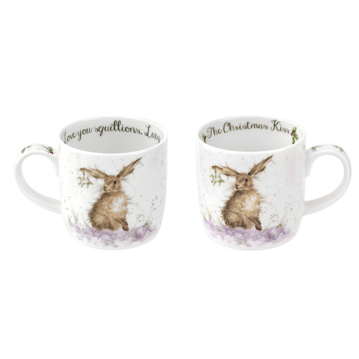 Personalised Royal Worcester Wrendale Designs Hare Christmas with a Kiss 