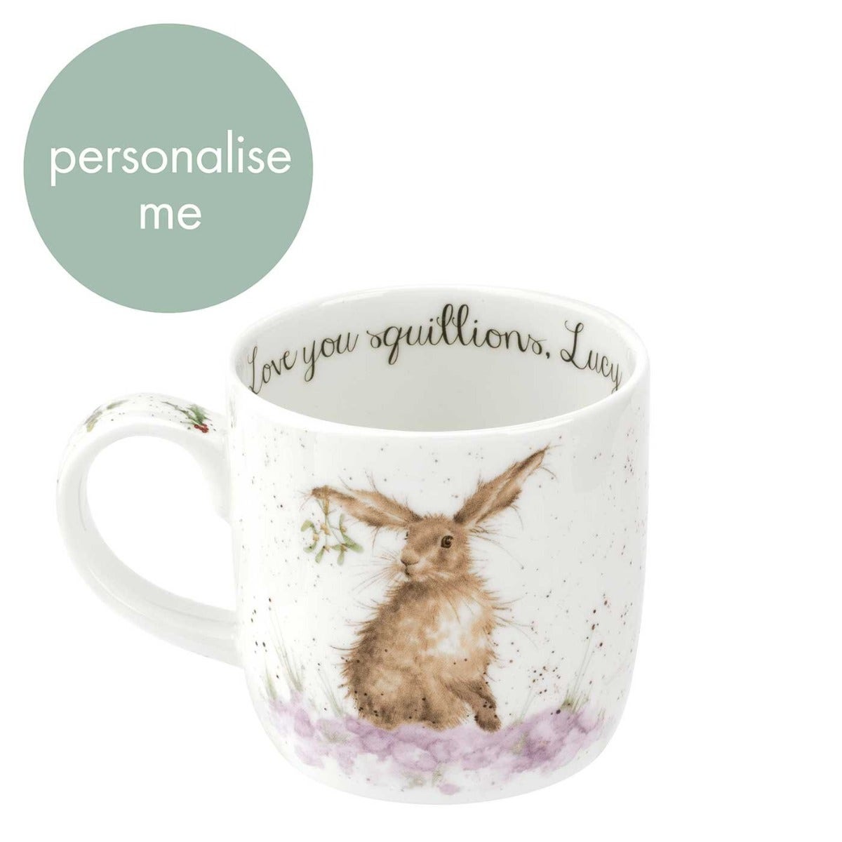 Personalised Royal Worcester Wrendale Designs Hare Christmas with a Kiss 