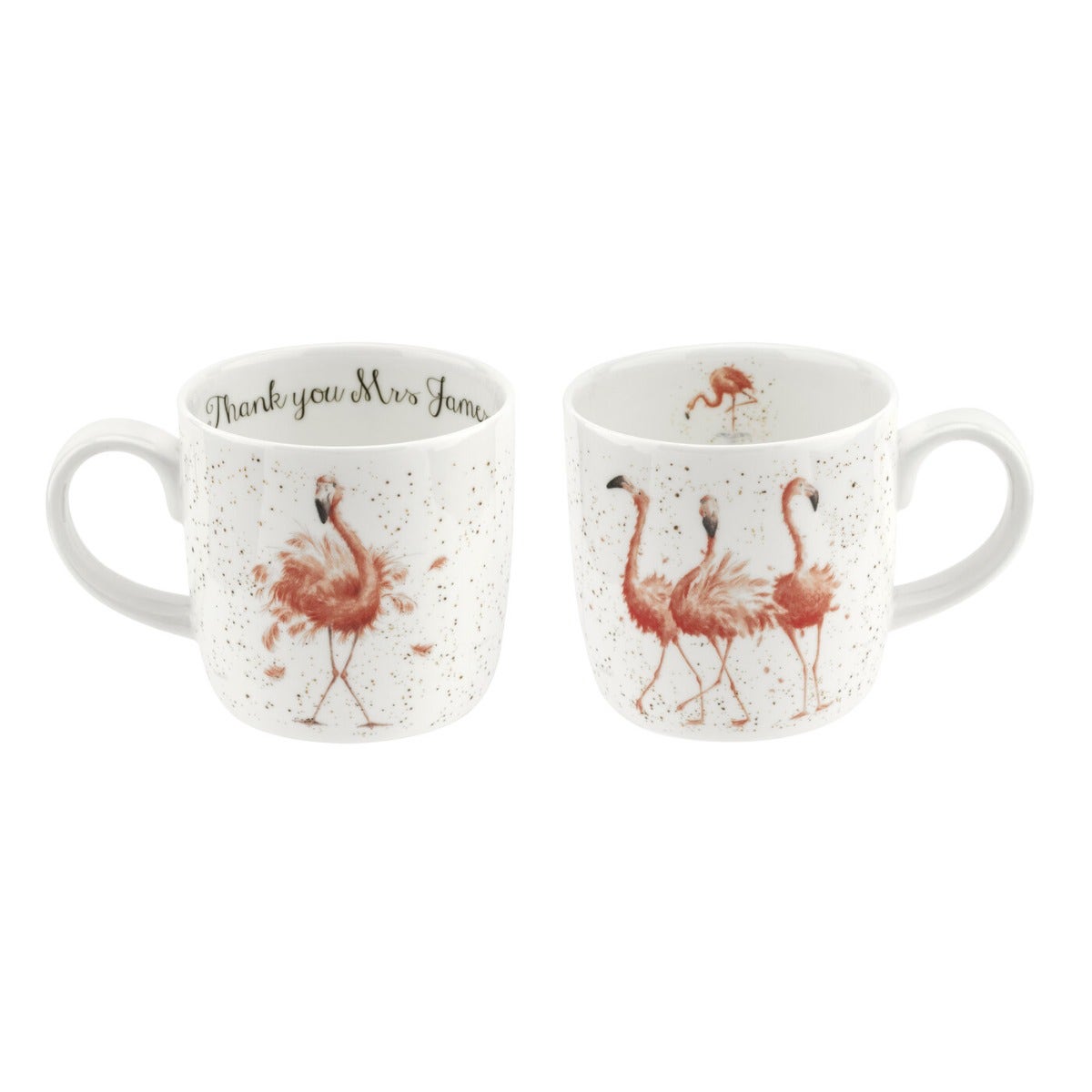 Personalised Royal Worcester Wrendale Designs Pink Ladies (Flamingos) Mug