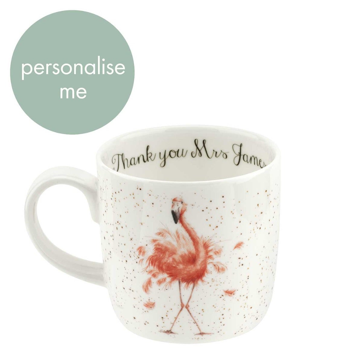 Personalised Royal Worcester Wrendale Designs Pink Ladies (Flamingos) Mug