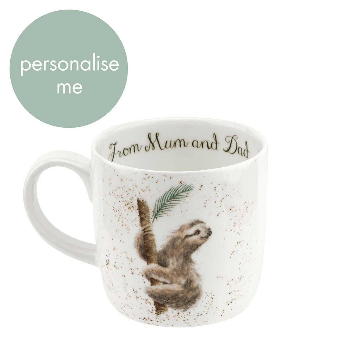 Personalised Royal Worcester Wrendale Designs Hanging Around (Sloth) Mug