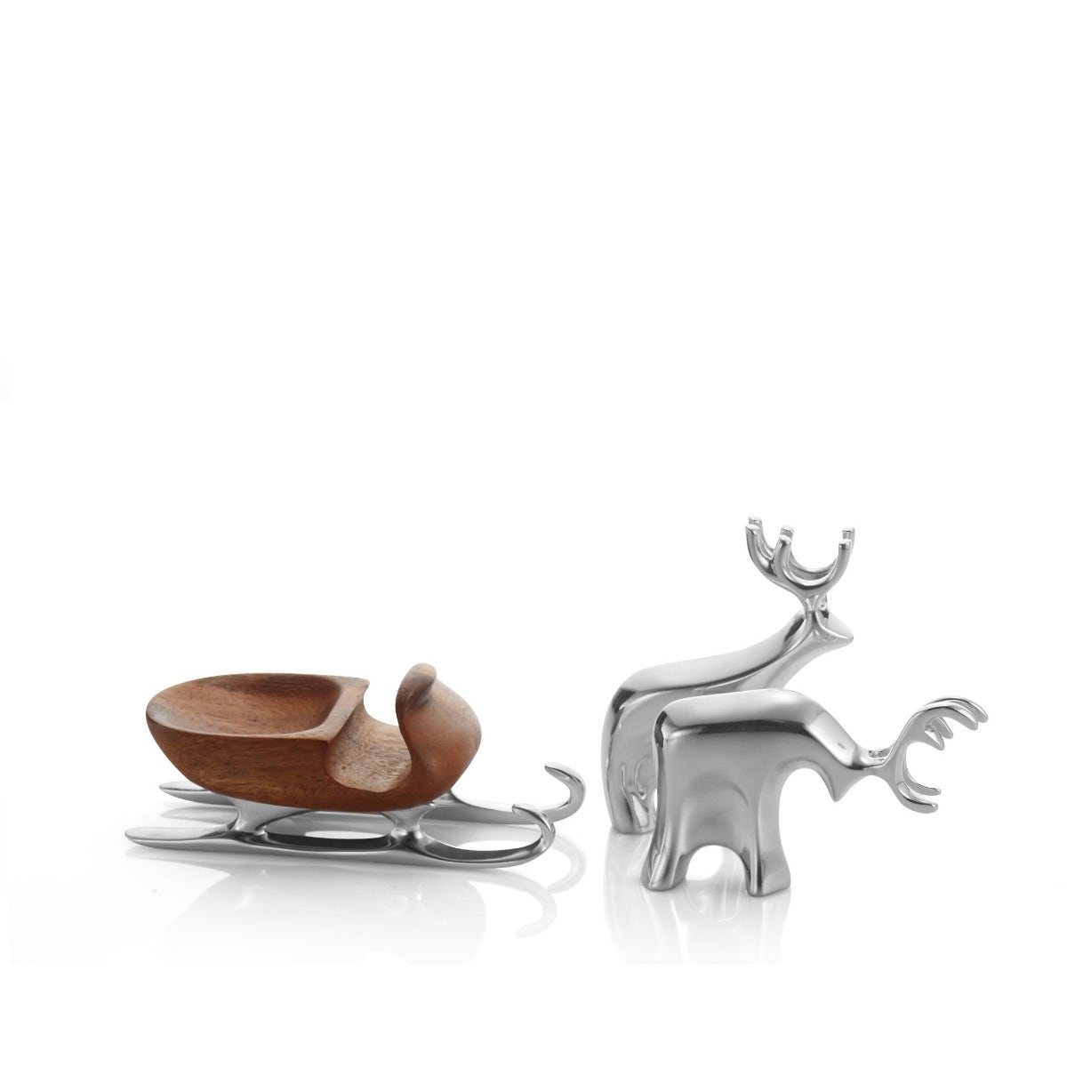 Nambé Holiday Set of 3 Miniature Sleigh & Reindeer