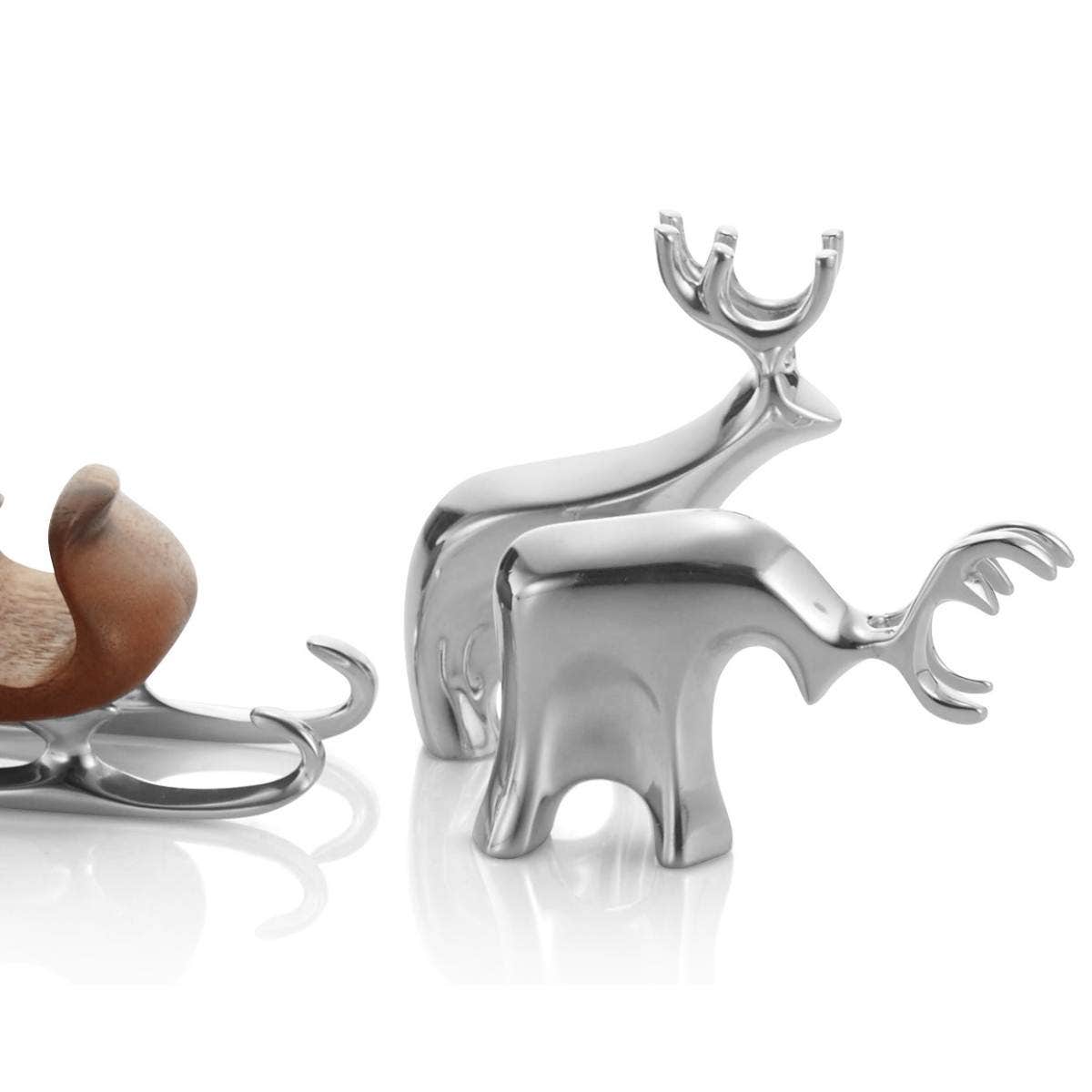 Nambé Holiday Set of 3 Miniature Sleigh & Reindeer