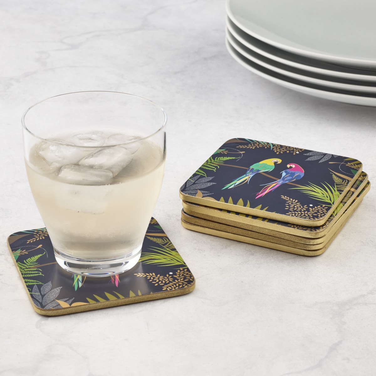 Sara Miller London Portmeirion Parrot Coasters Set of 6 