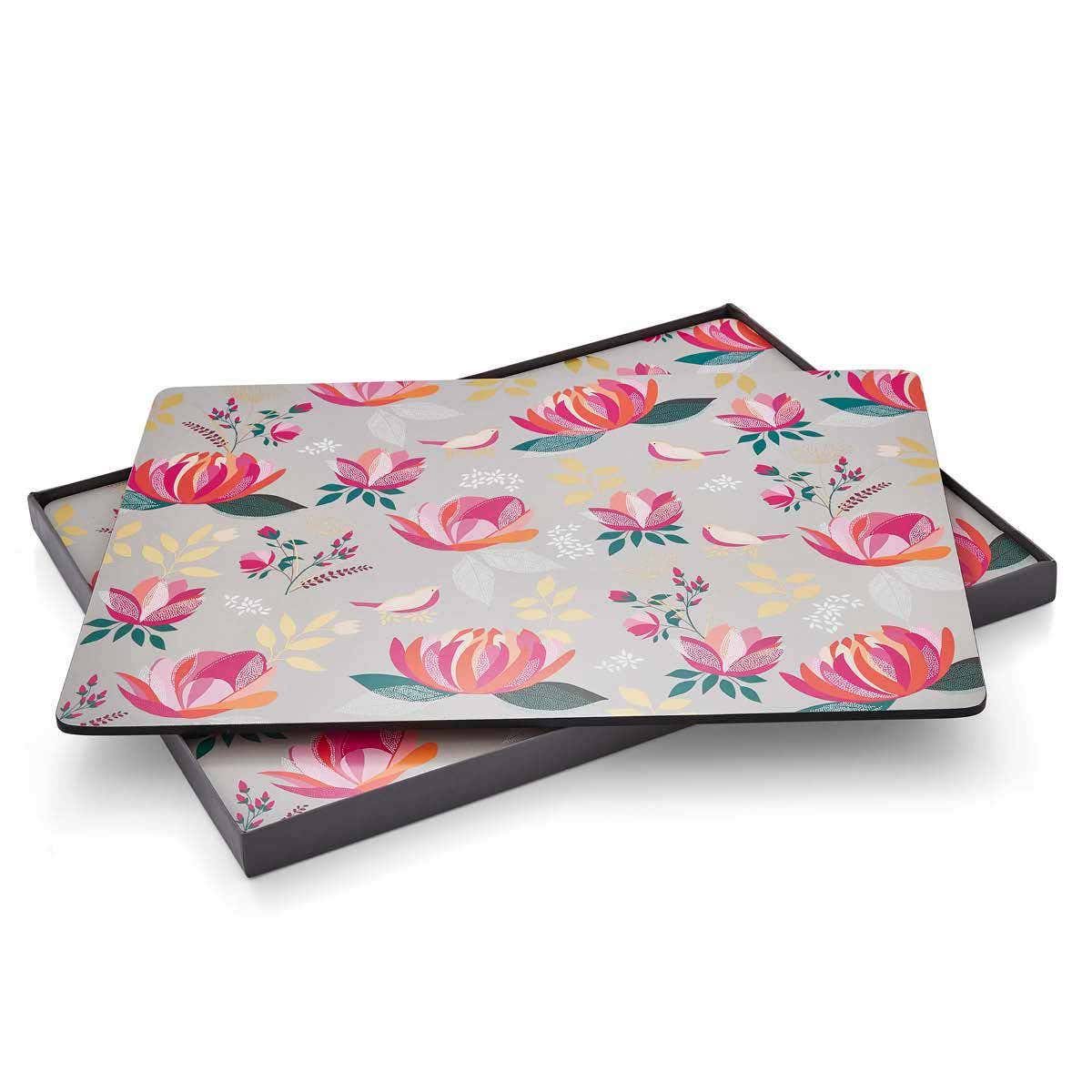 Sara Miller London Peony Large Placemats Set of 4 Grey