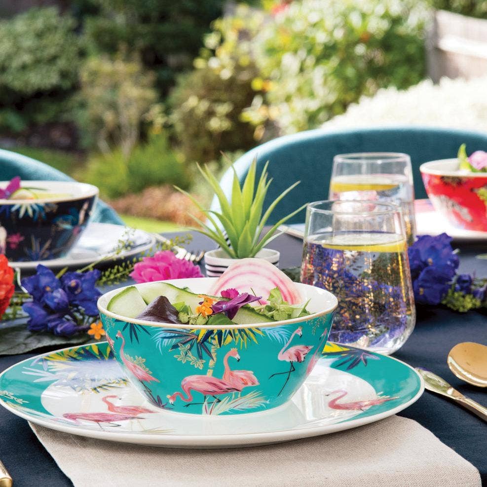 Sara Miller London Portmeirion Tahiti Candy Bowl Flamingo