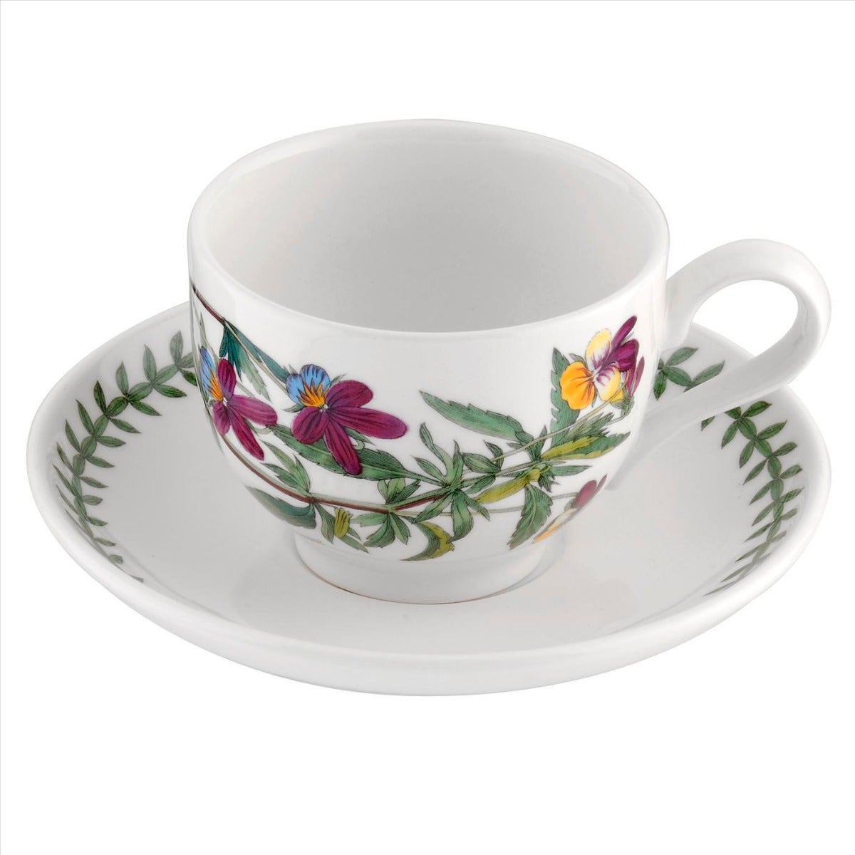 Seconds Portmeirion Botanic Garden Tea Cup and Saucer Set of 6 No Guarantee of Flower Motif