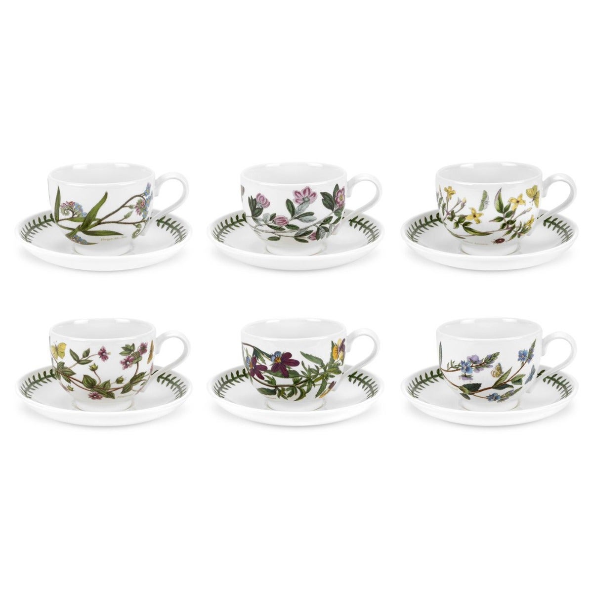 Seconds Portmeirion Botanic Garden Breakfast Cup and Saucer Set of 6 No Guarantee Of Flower Design