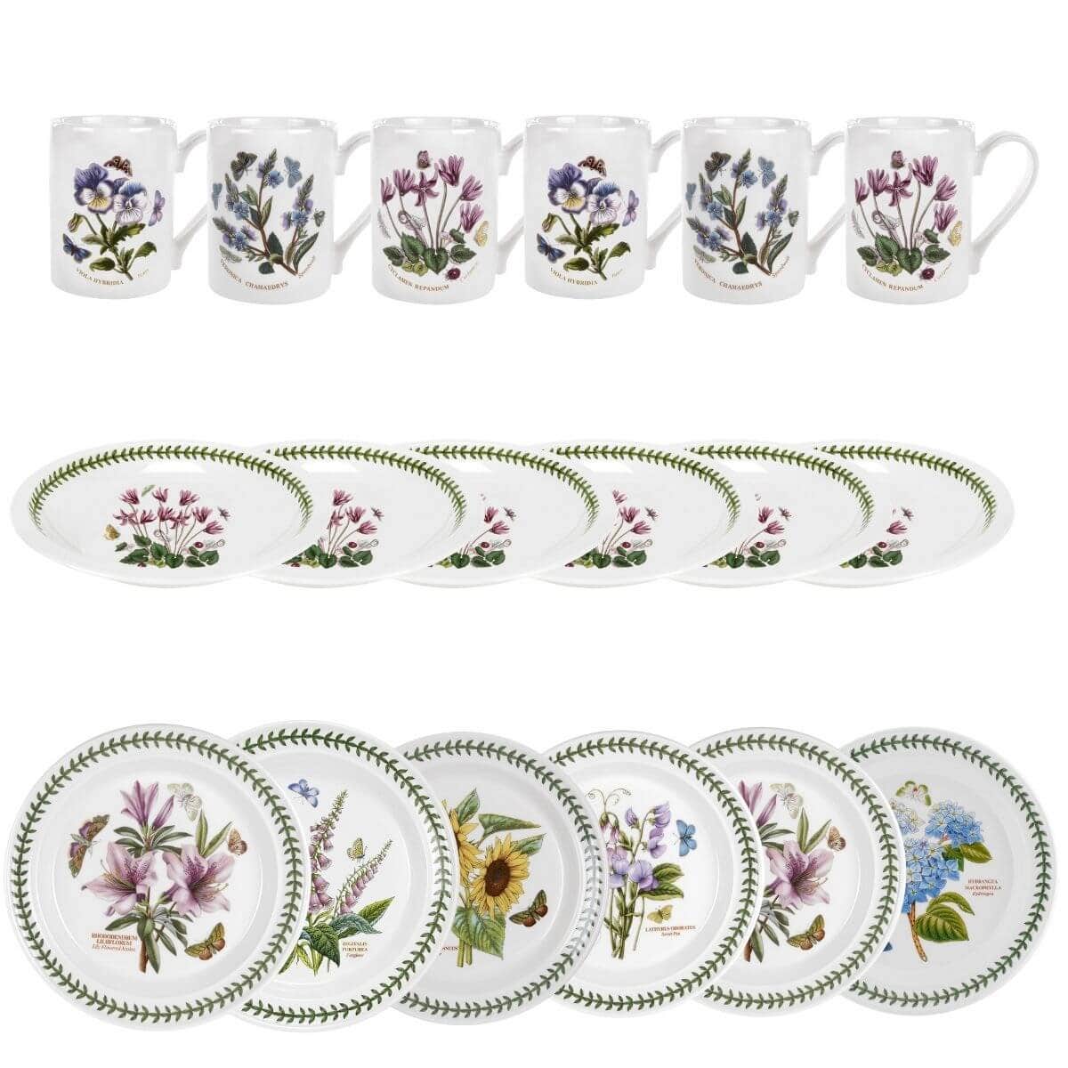 Seconds Portmeirion Botanic Garden New 18 Piece Set - No Guarantee of Flower Design