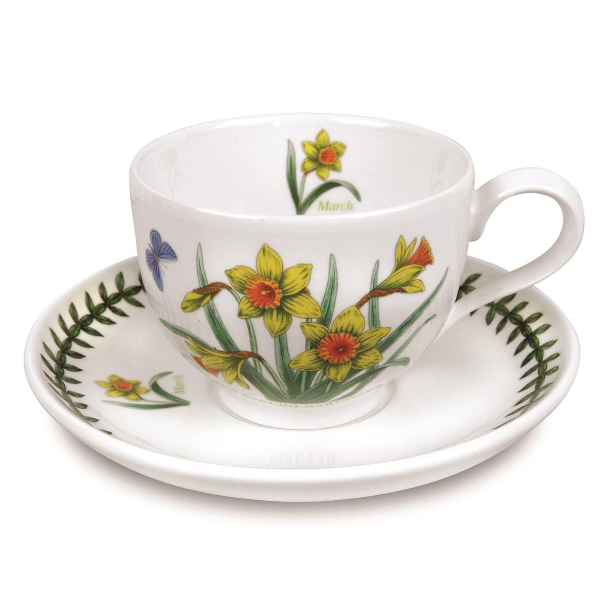 Seconds Portmeirion Botanic Garden Flower of the Month Teacup and Saucer - March