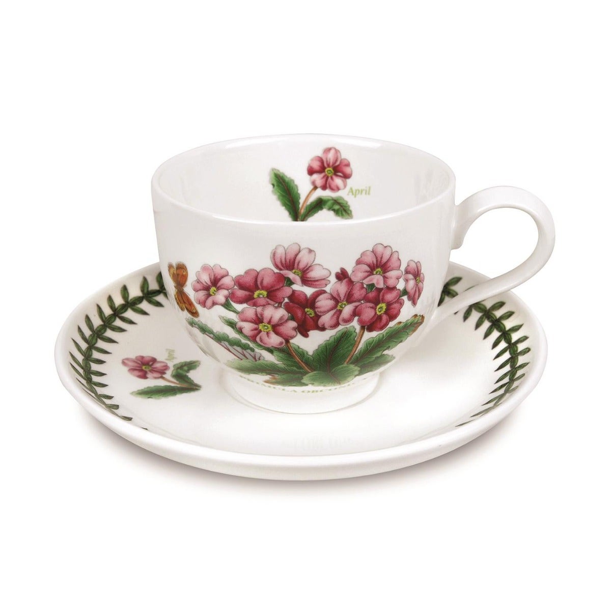 Seconds Portmeirion Botanic Garden Flower of the Month Teacup and Saucer - April