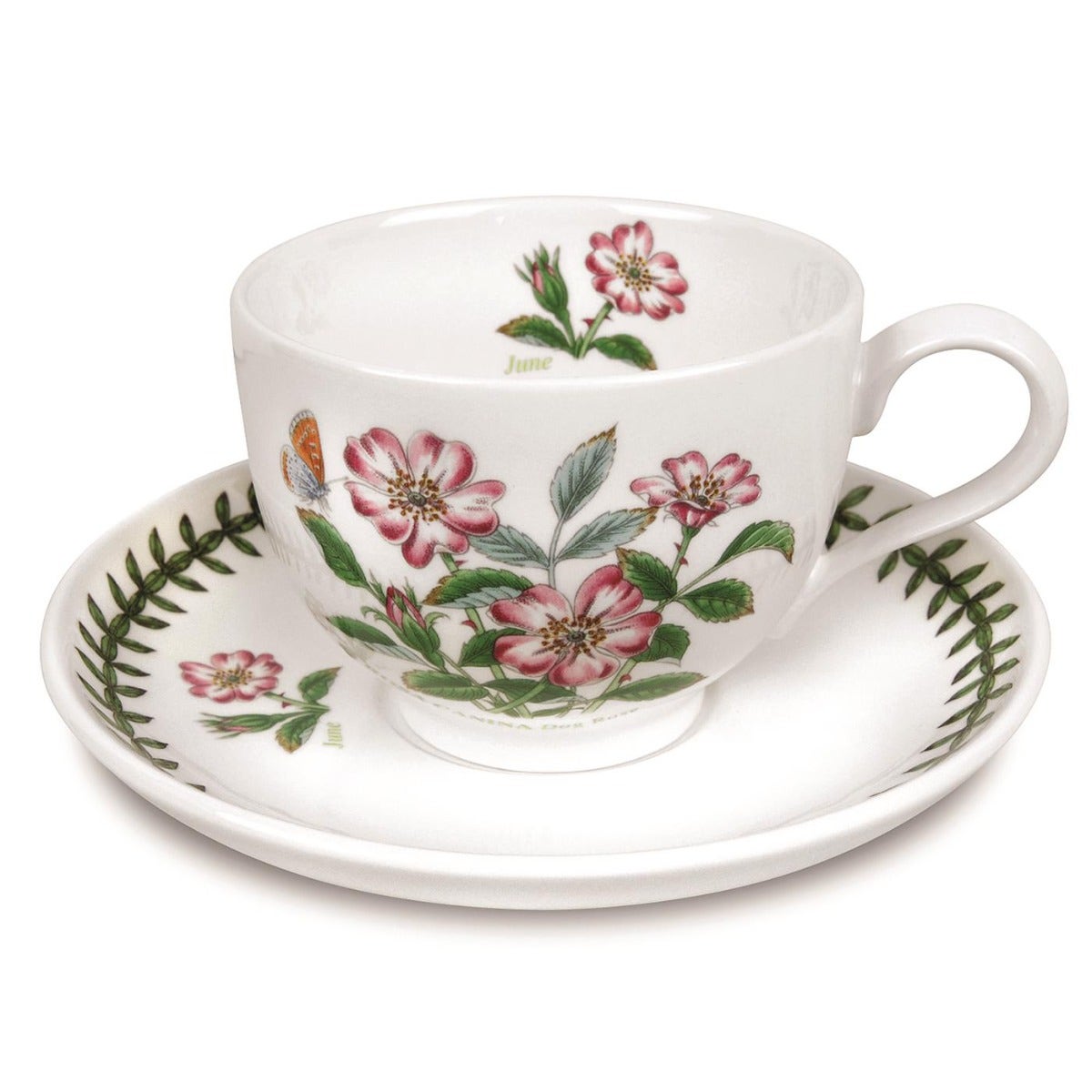 Seconds Portmeirion Botanic Garden Flower of the Month Teacup and Saucer - June