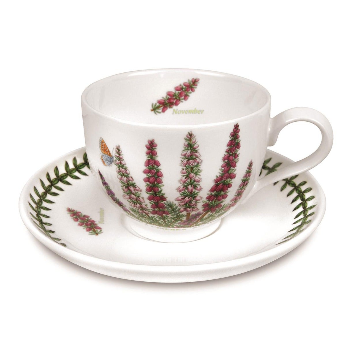 Seconds Portmeirion Botanic Garden Flower of the Month Teacup and Saucer - November