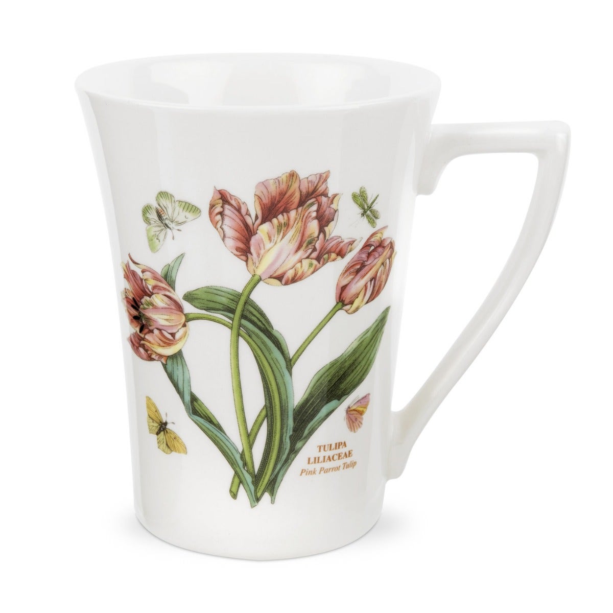 Seconds Portmeirion Botanic Garden Set Of 6 Mandarin Mugs - Pink Parrot Tulip